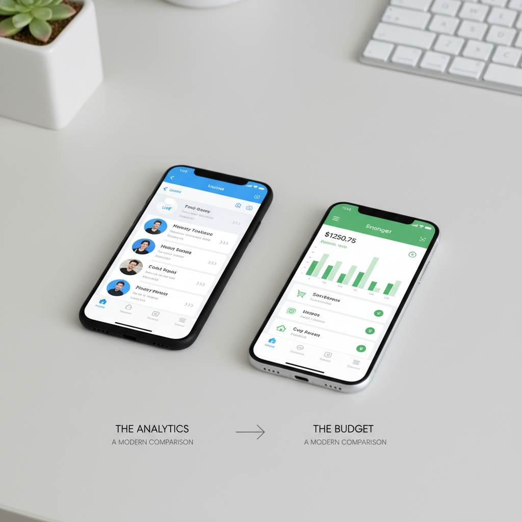 Two smartphones side by side on a desk showing different language learning approaches